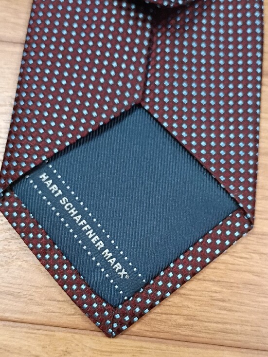 Hart Schaffner Marx Other - Hart Schaffner Marx Men’s Silk Tie Burgundy Blue Geometric Microdot Classic Neck